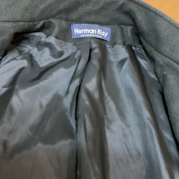 Herman Kay Womens Black Long Sleeve Collared Button Front Classic Coat Size 16 - Picture 8 of 12